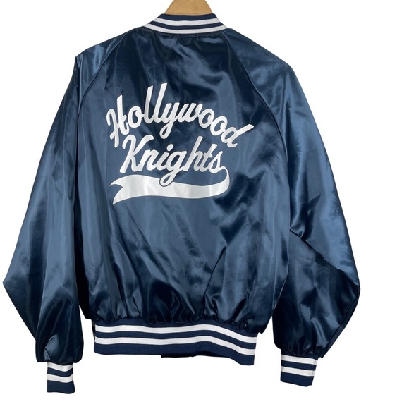 King Louie Other - Vintage King Louie Hollywood Knights Satin Bomber Jacket Navy Blue Mens Medium